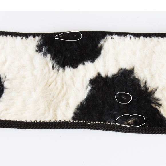 Vintage Norma Kamali OMO Cow Print Wide Belt Black White Faux Fur Leather 90s main image 14